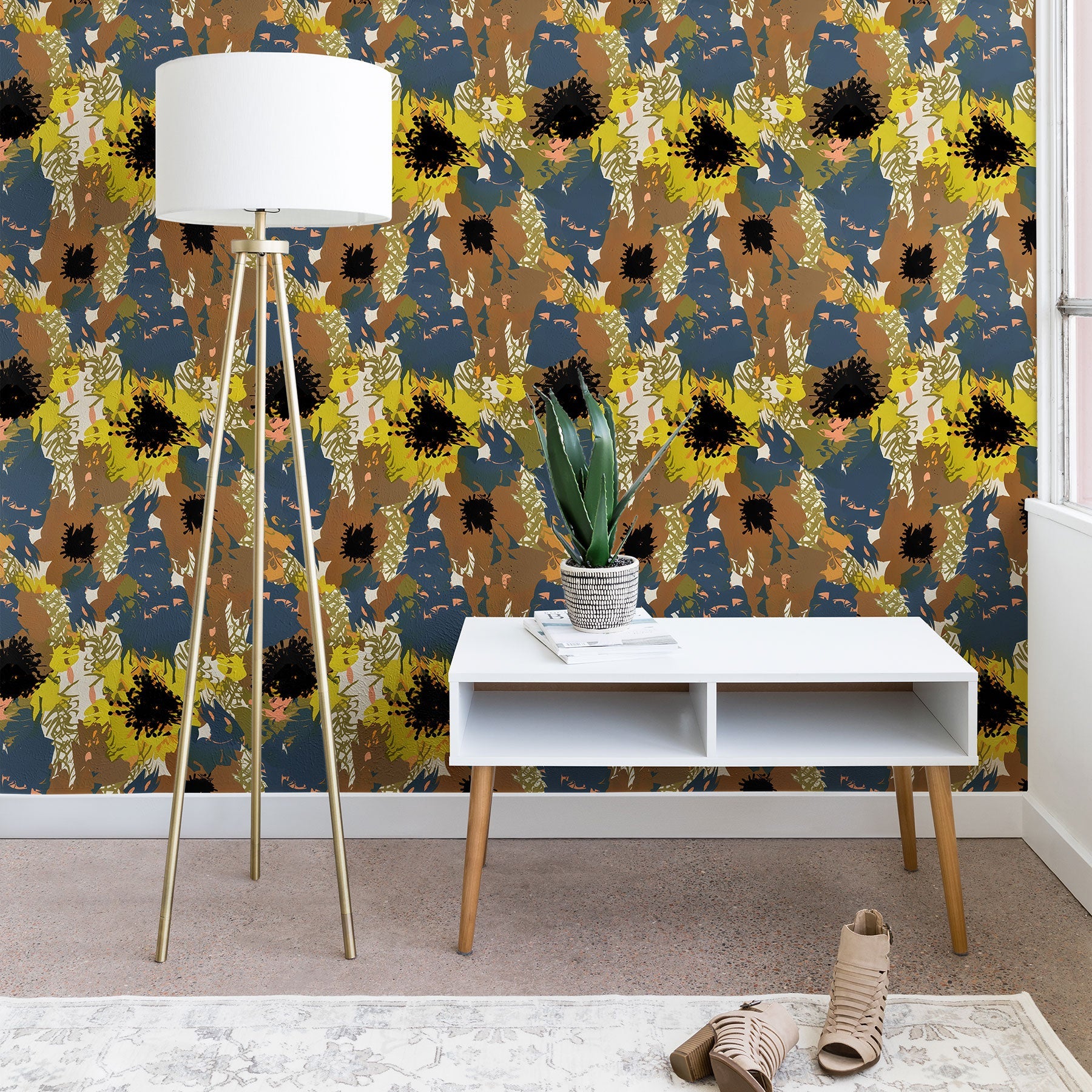 83 Oranges Yellow Ochre Florals Wallpaper