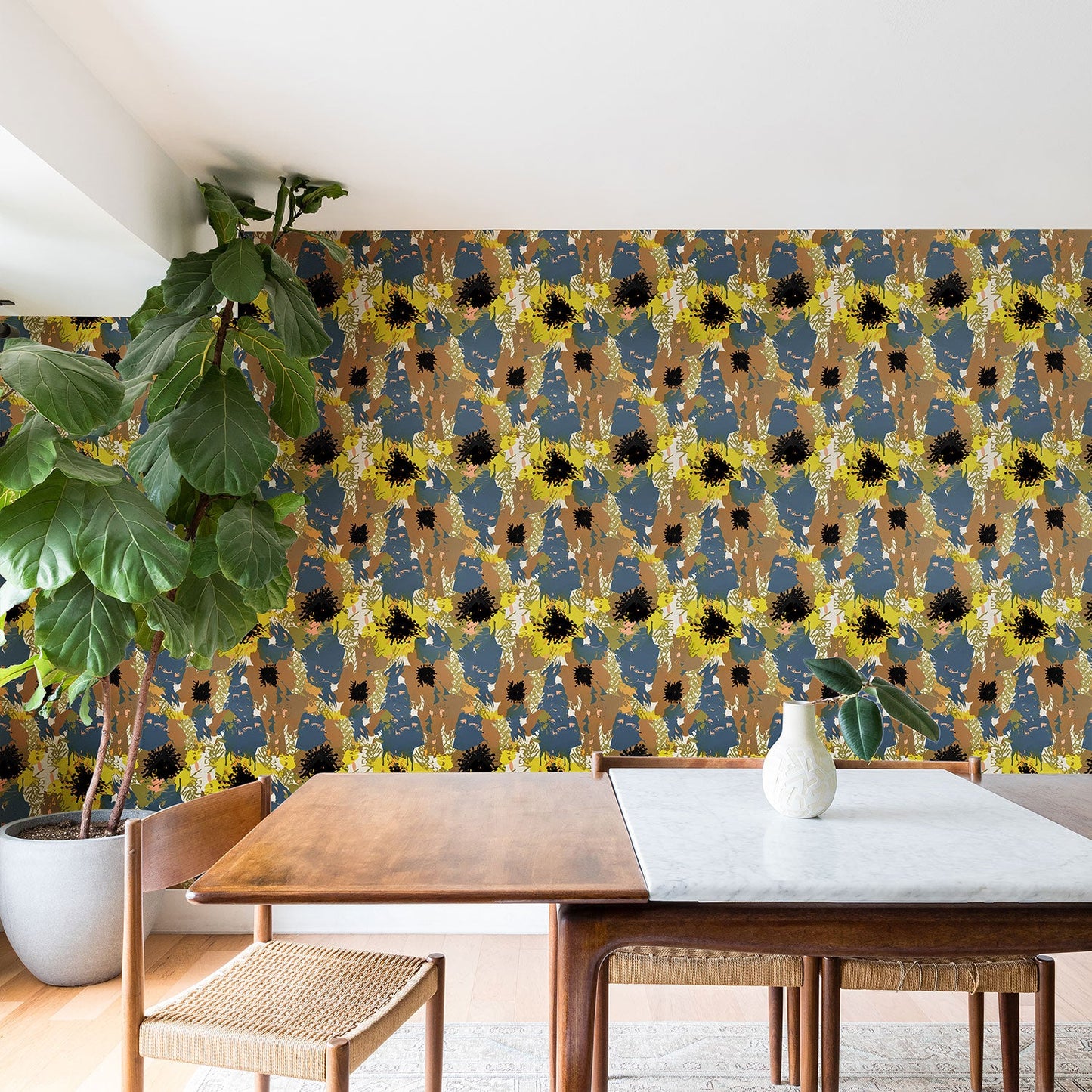 83 Oranges Yellow Ochre Florals Wallpaper