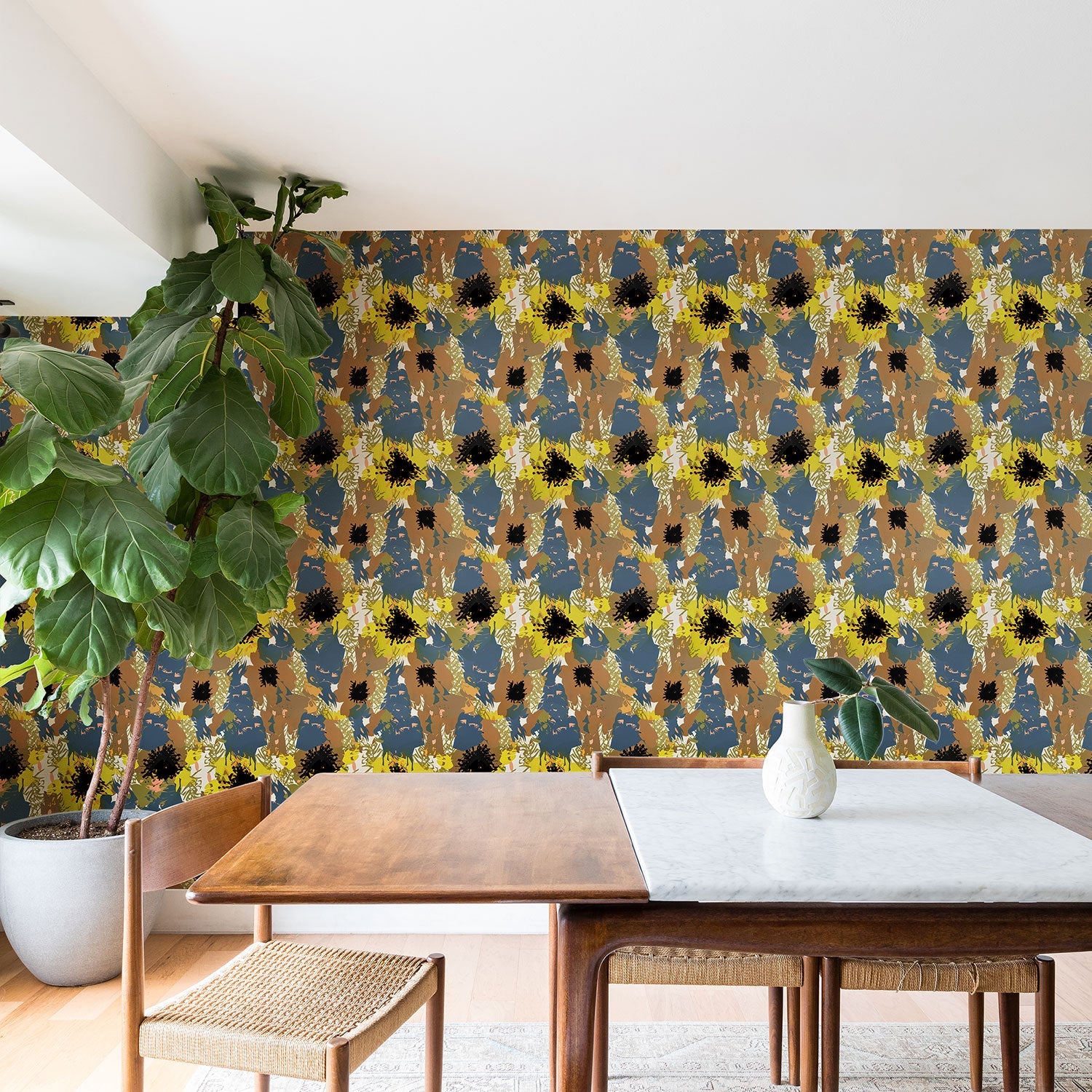 83 Oranges Yellow Ochre Florals Wallpaper