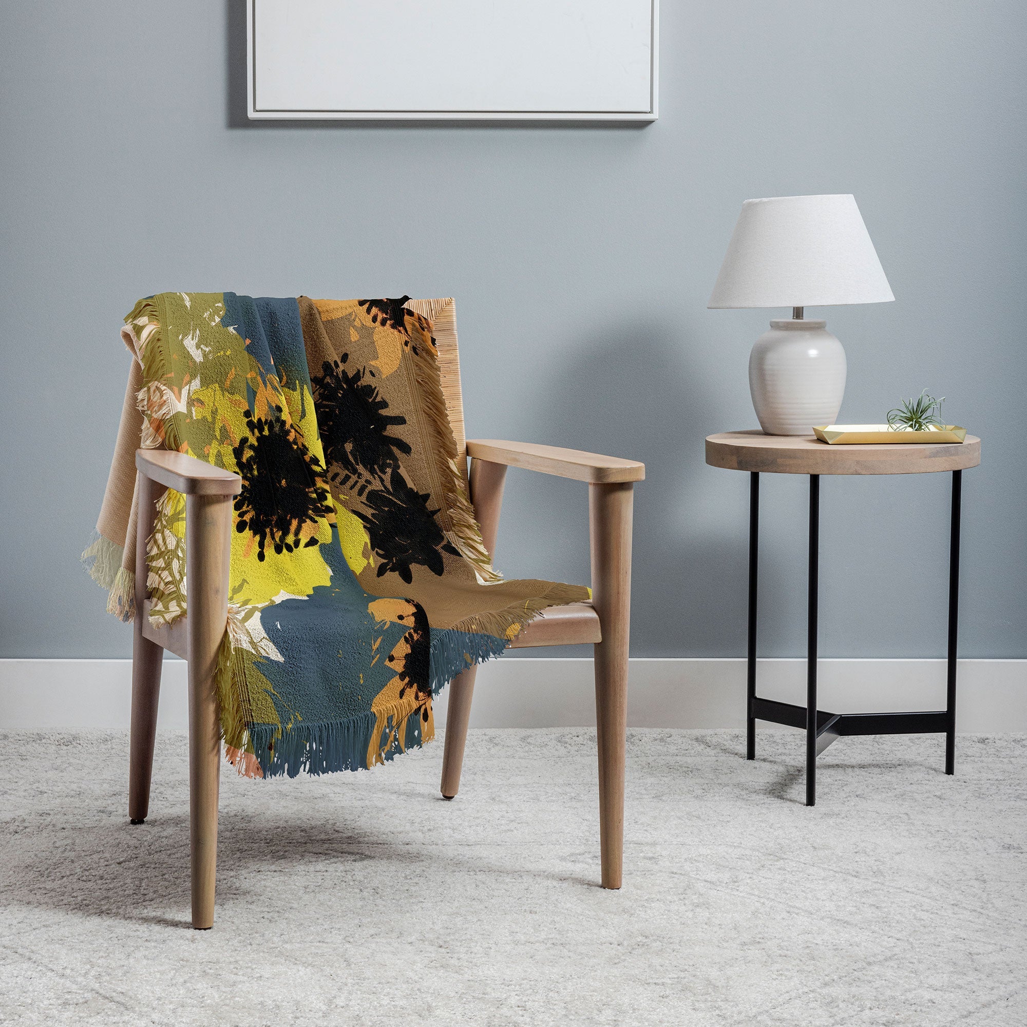 83 Oranges Yellow Ochre Florals Throw Blanket