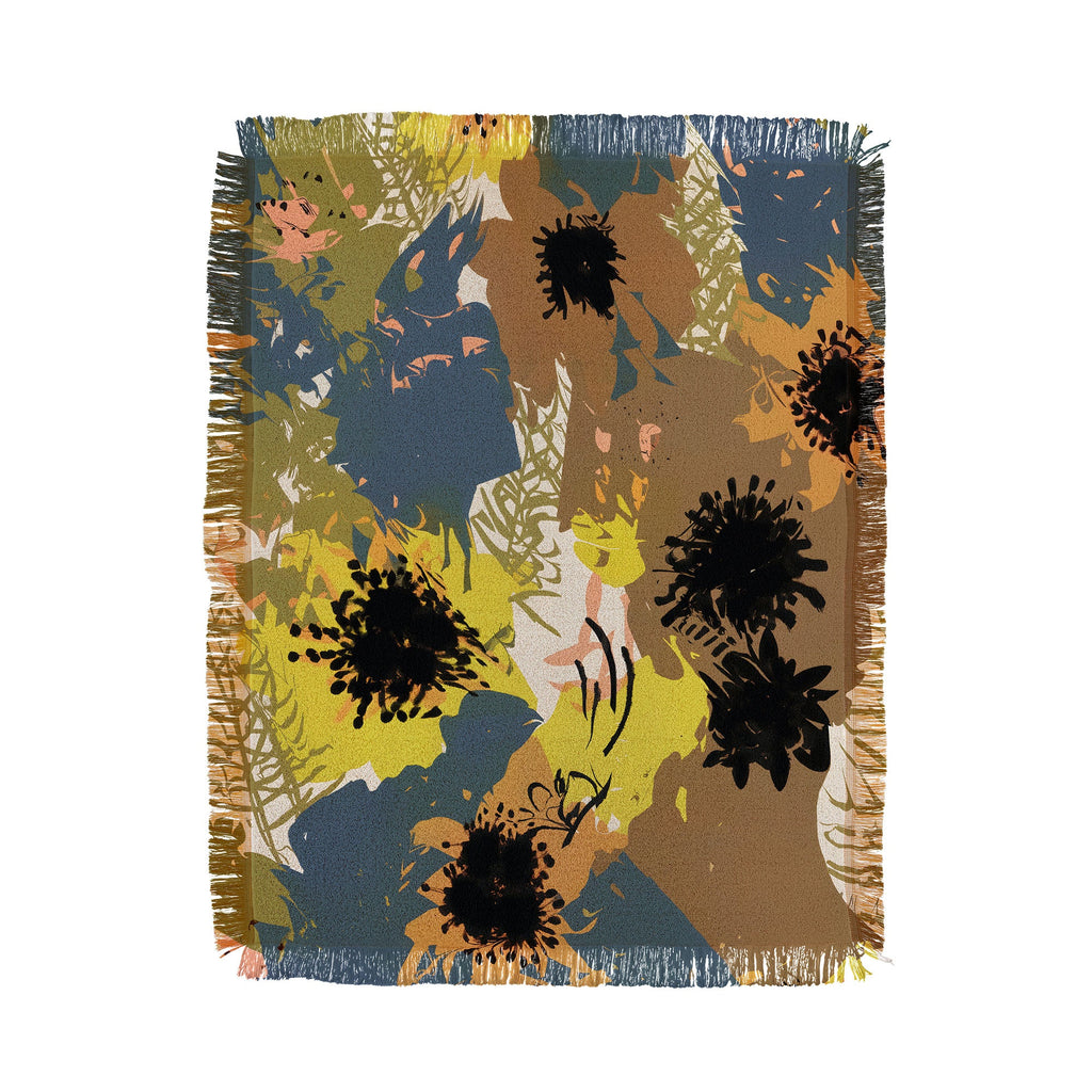 83 Oranges Yellow Ochre Florals Throw Blanket