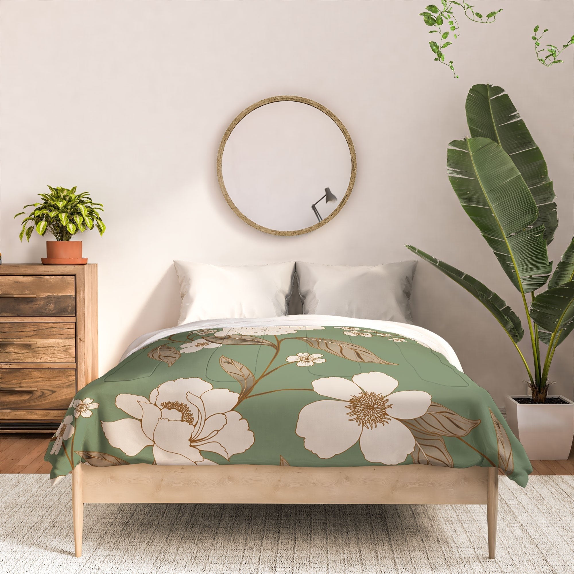 Gabriela Fuente Olive Floral Roberta Comforter