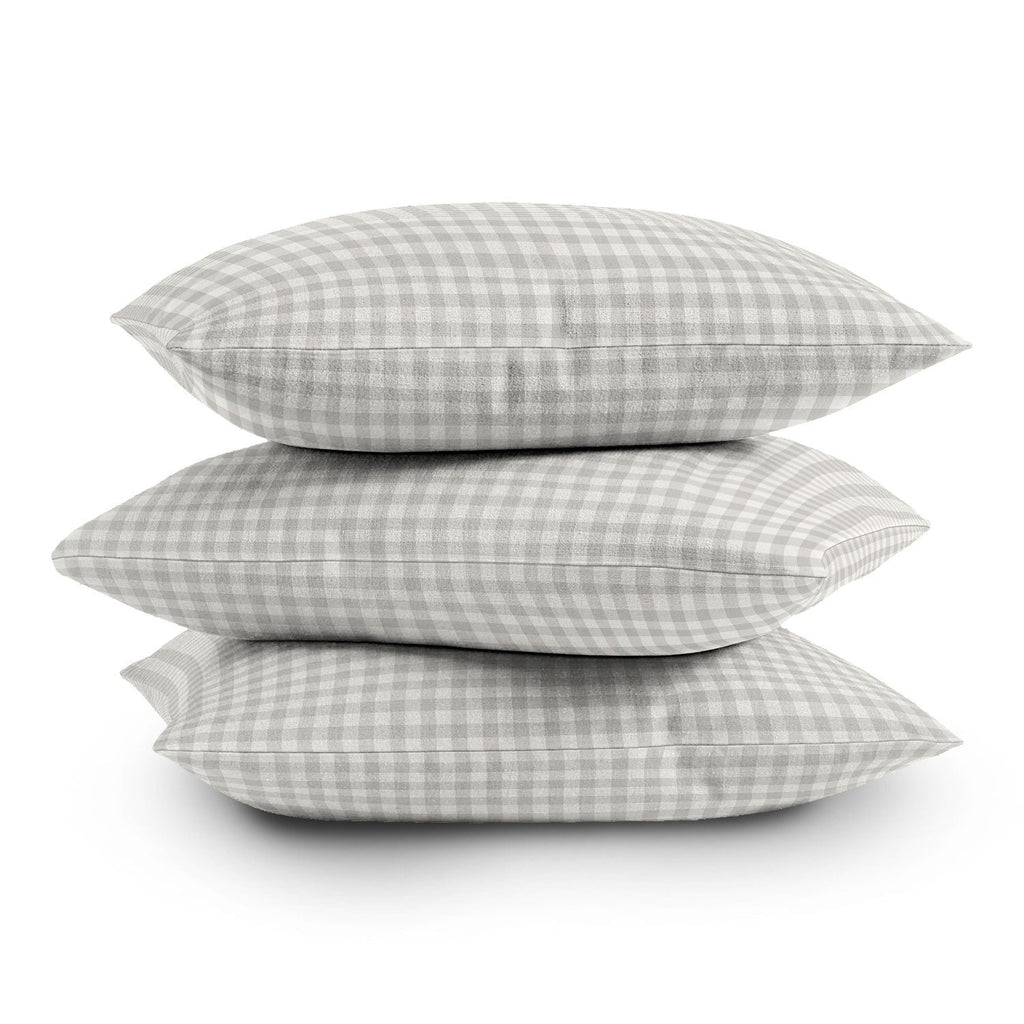 Colour Poems Gingham Plaid Pattern Cloud White Outdoor Throw Pillow