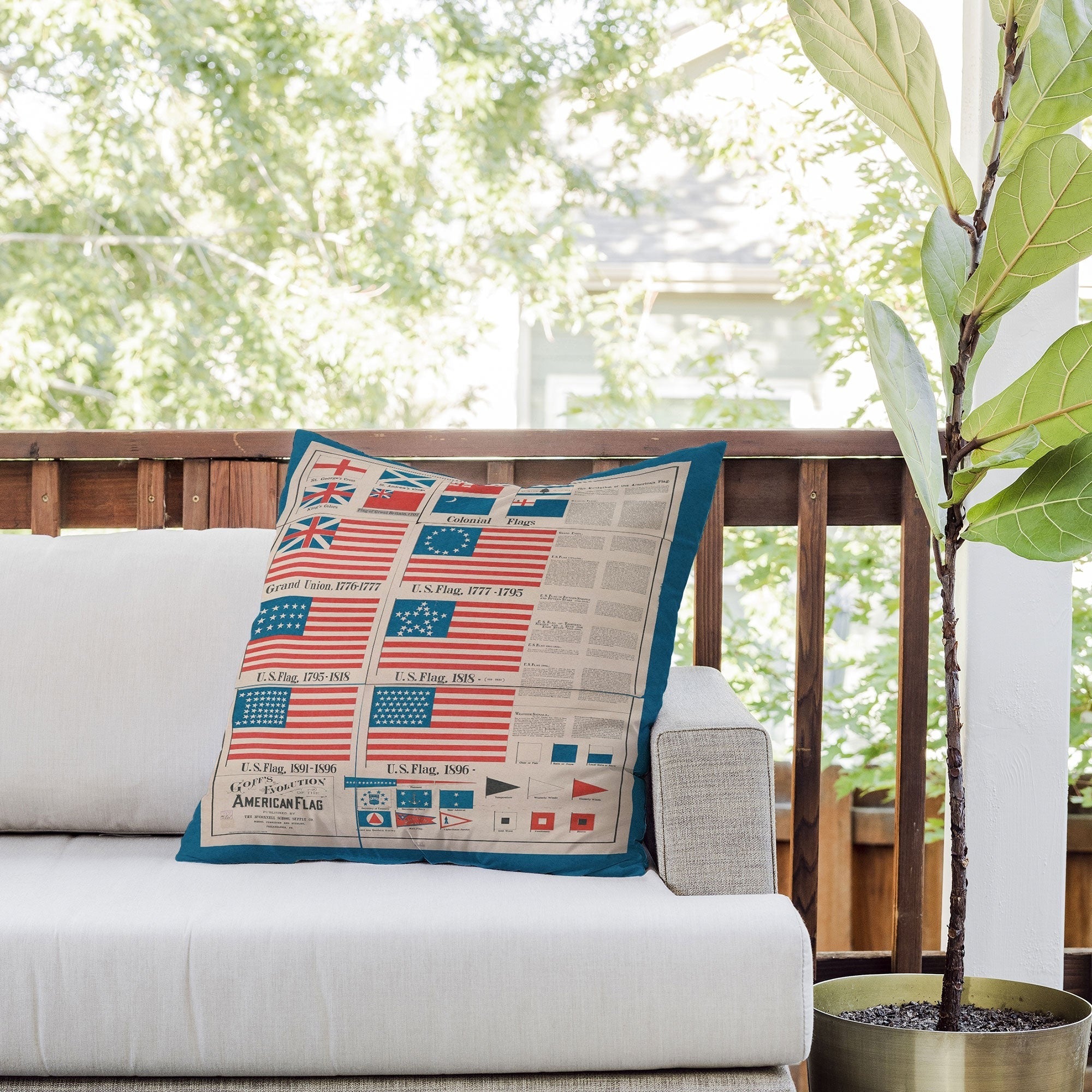 DENY Designs Goff s Evolution of the American Flag Outdoor Throw Pillow
