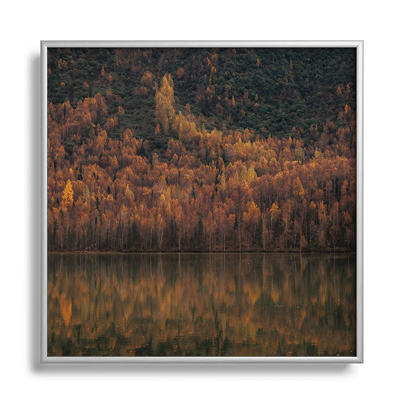 Hannah Kemp Fall Lake Square Metal Framed Art Print