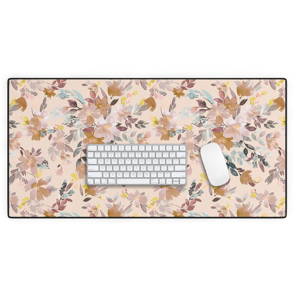 Ninola Design Botanic Retreat Floral Oleander Whimsical Soft Pink Desk Mat