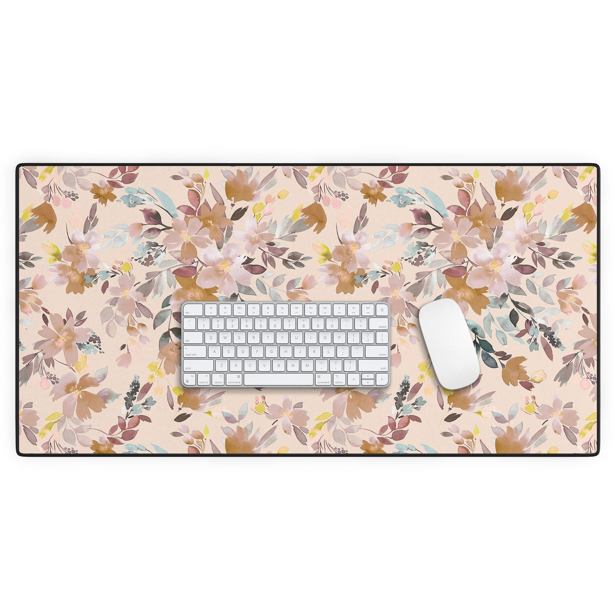 Ninola Design Botanic Retreat Floral Oleander Whimsical Soft Pink Desk Mat