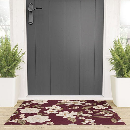 Gabriela Fuente Burgundy Floral Roberta Welcome Mat