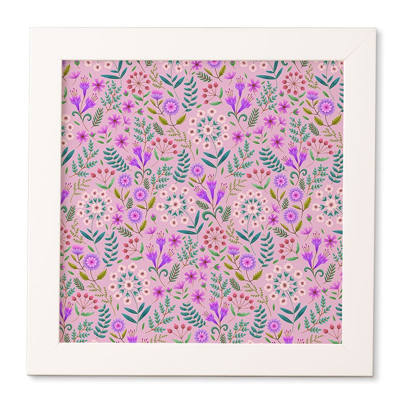 Pimlada Phuapradit Ditsy Purple Floral Half Drop Framed Wall Art
