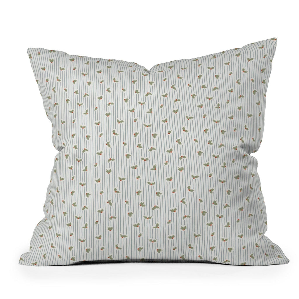 CoastL Studio Hand Drawn Holly Stripe Outdoor Throw Pillow
