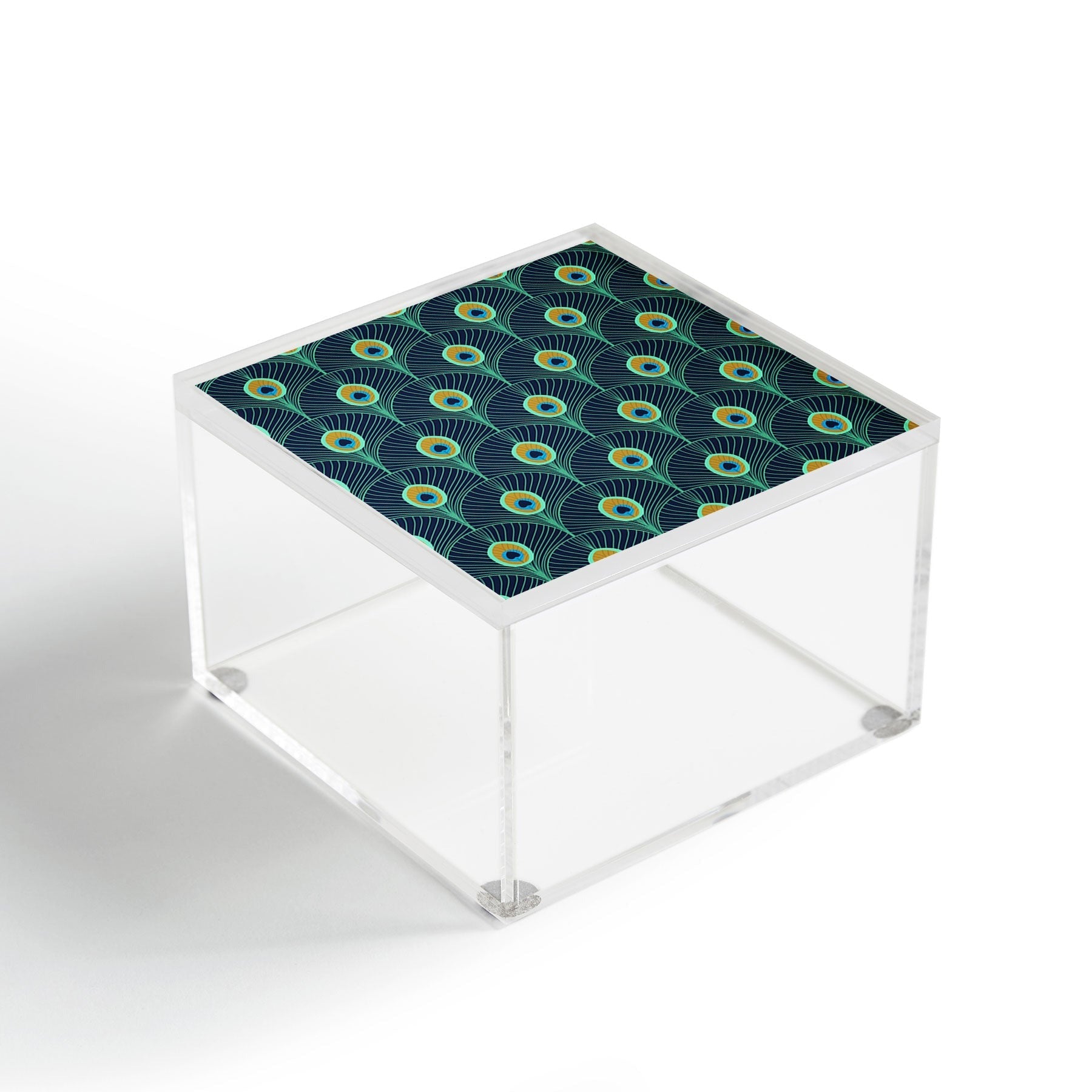 Design by Spark Peacock Deco Feathers Acrylic Box