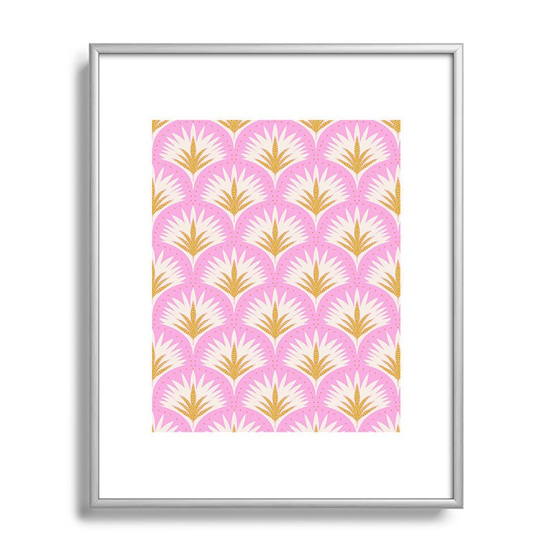Jennifer Labre Pink Palmetto Metal Framed Art Print