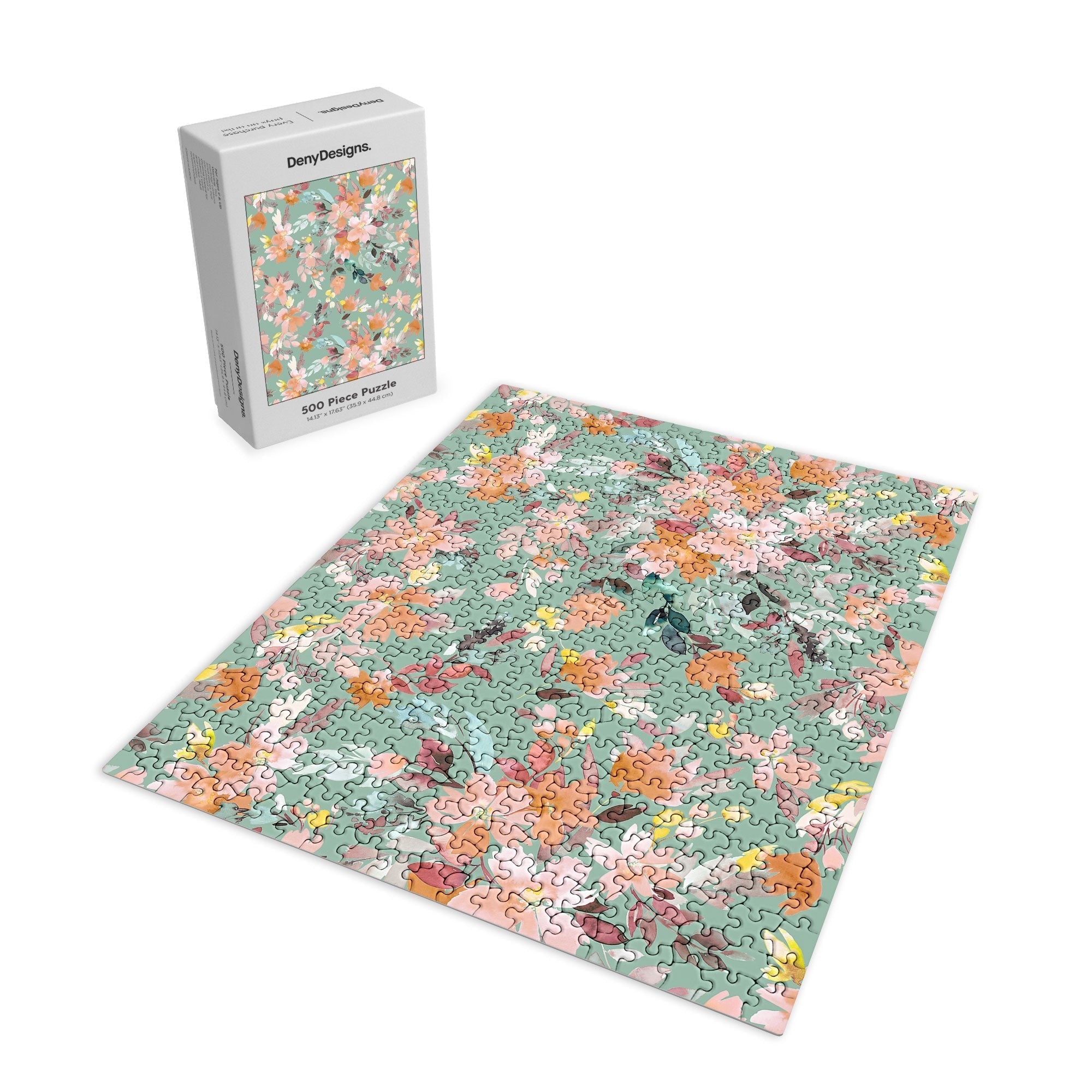 Ninola Design Botanic Retreat Floral Oleander Whimsical Teal Green Puzzle