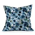 Ninola Design Botanic Retreat Ombre Abstract Watercolor Flowers Blue Navy Throw Pillow