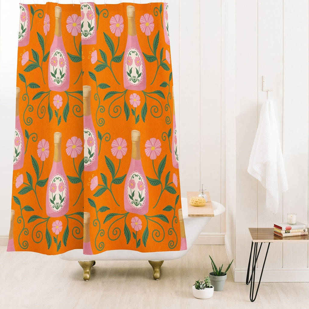 Design by Spark Rose Bubbly And Florals Shower Curtain