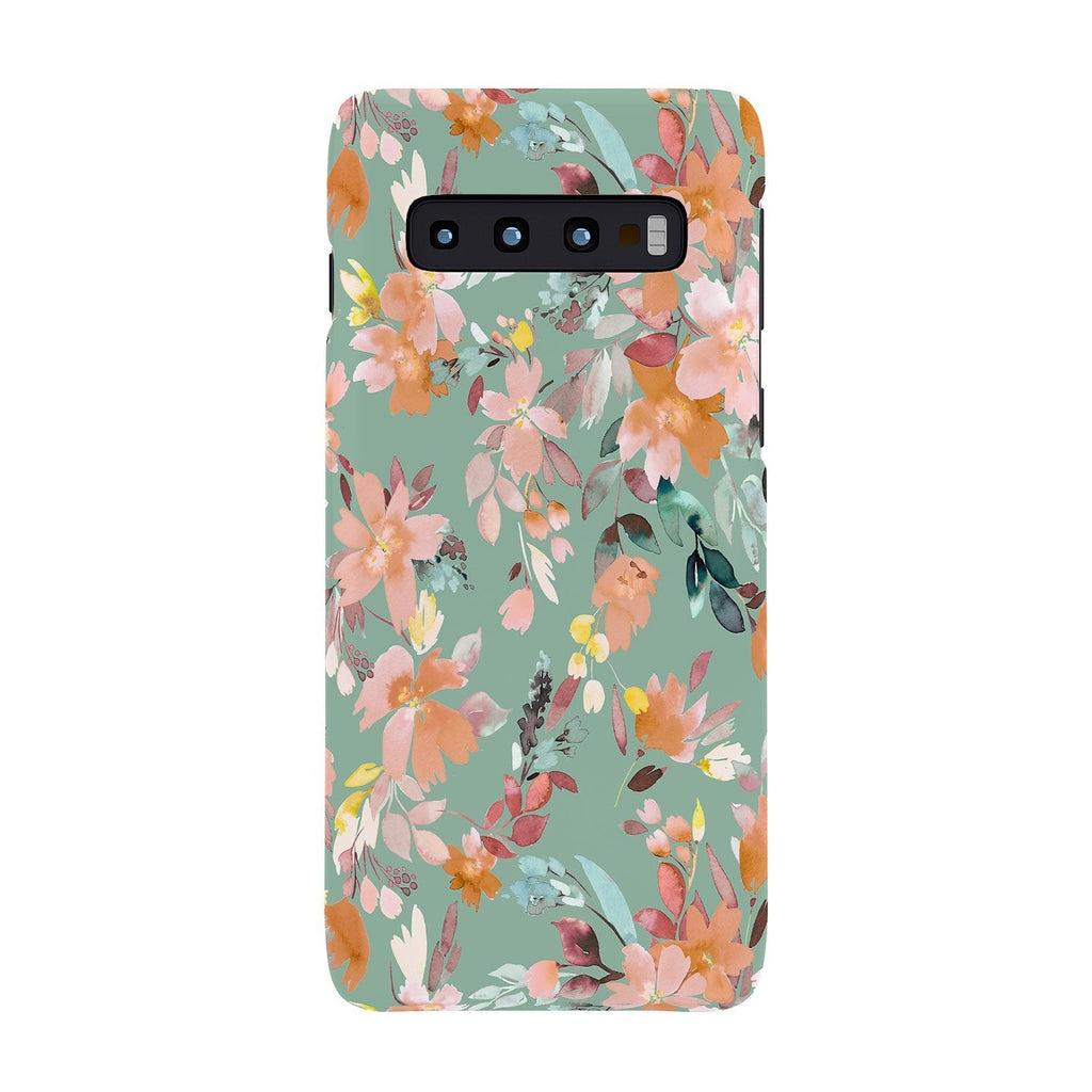 Ninola Design Botanic Retreat Floral Oleander Whimsical Teal Green Phone Case
