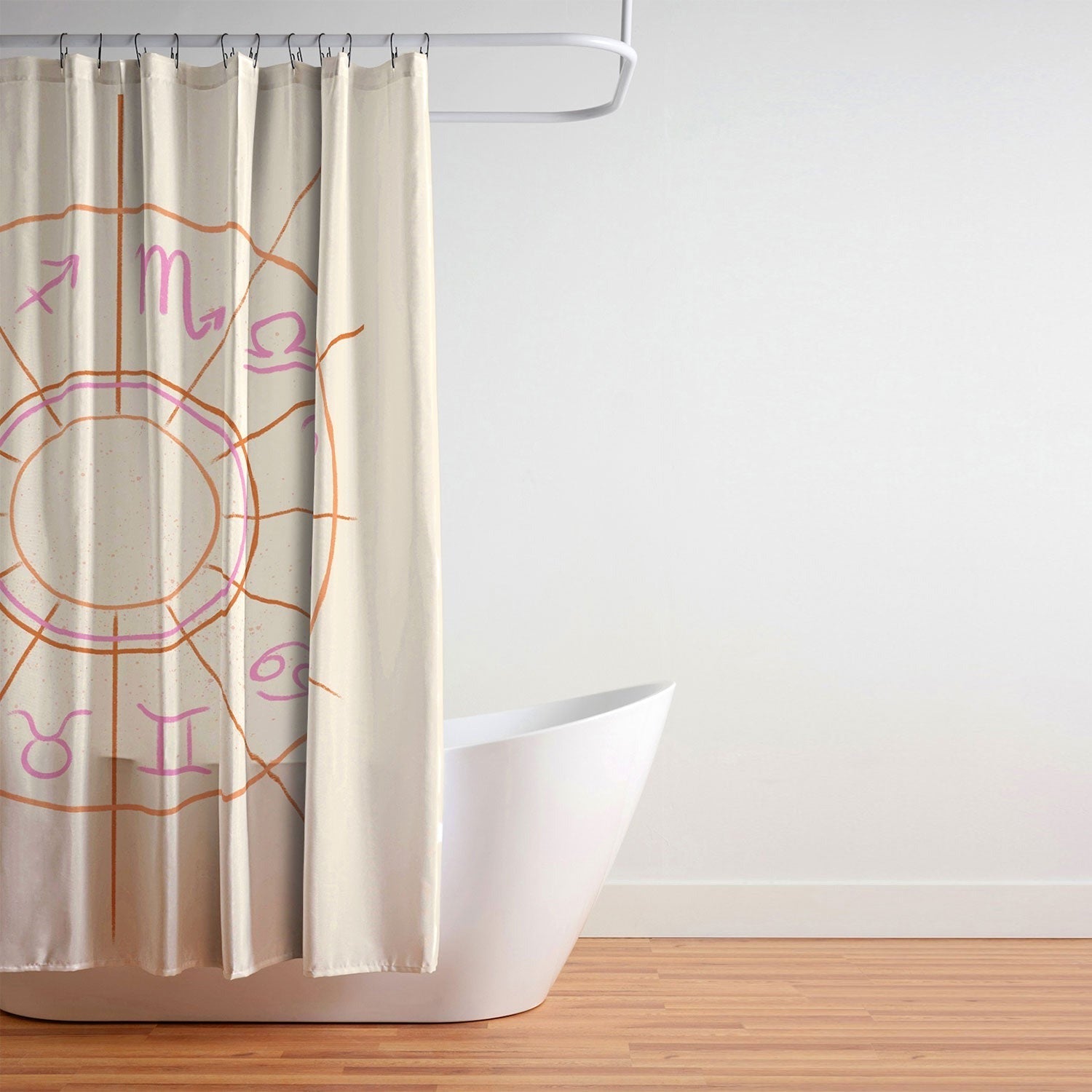 Little Om Zodiac Signs cream Shower Curtain