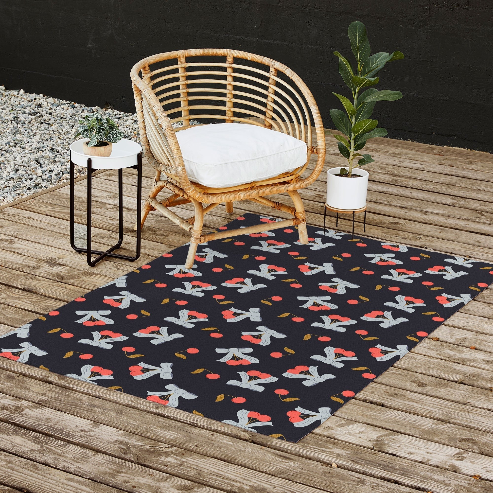 Jennifer Labre Cherries and Bows Outdoor Rug