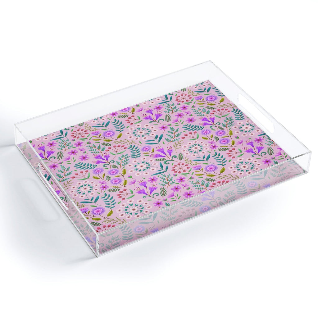 Pimlada Phuapradit Ditsy Purple Floral Half Drop Acrylic Tray