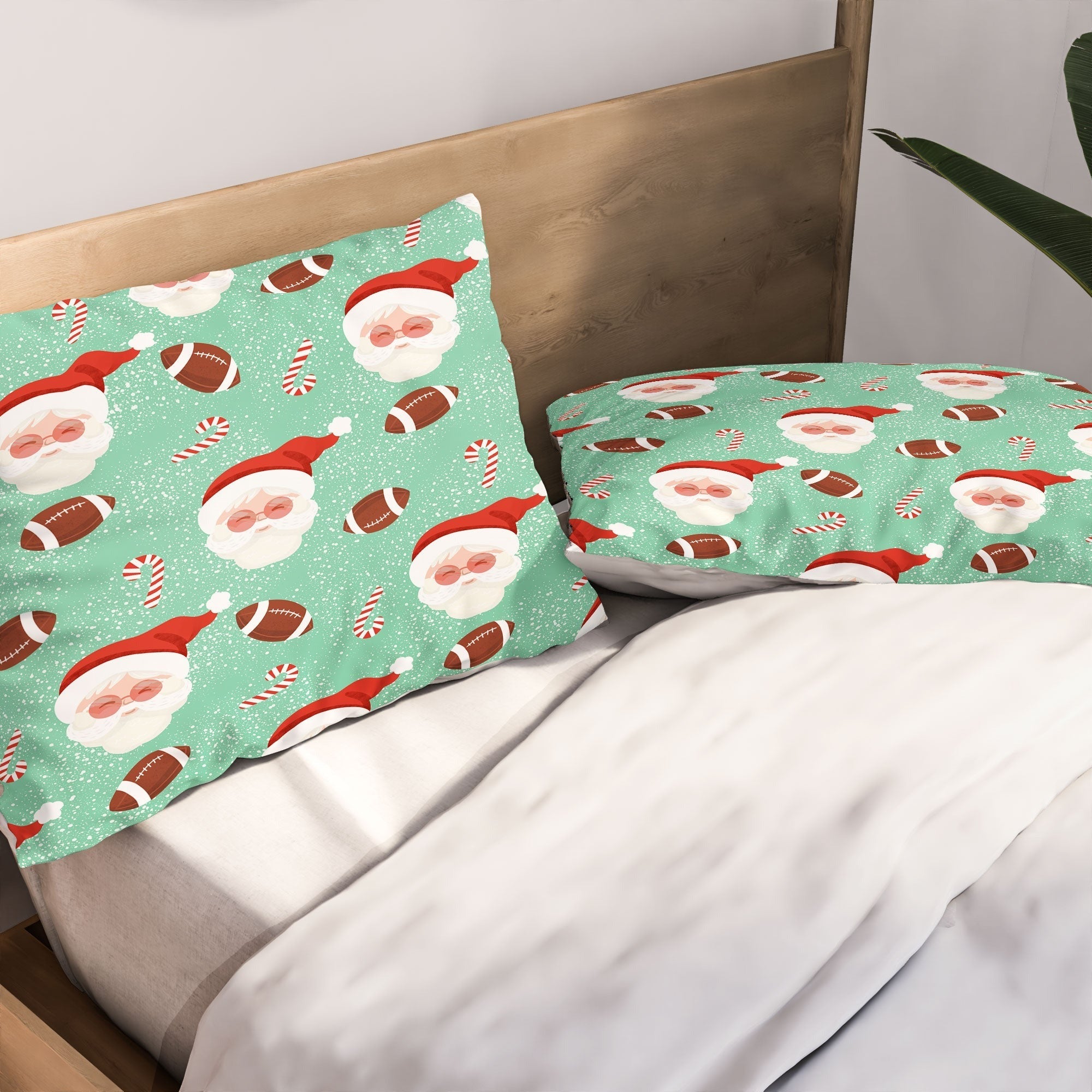 Design by Spark Sporty Football Santa Holiday Pillow Shams