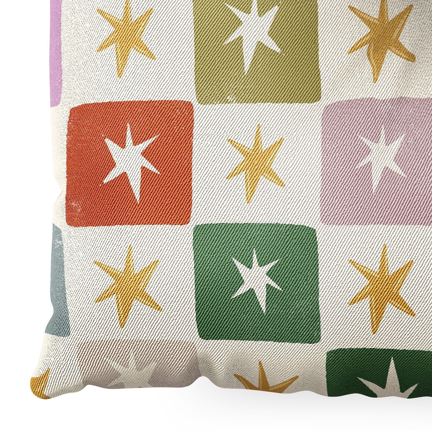 LouBruzzoni Retro Star Block Pattern Floor Pillow Square