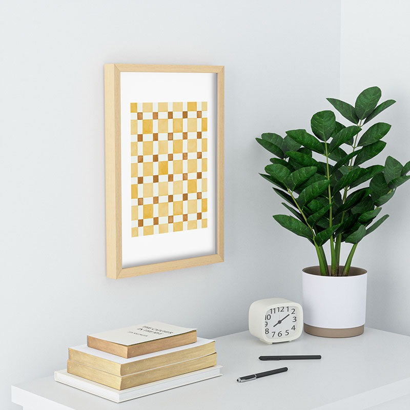 Ninola Design Everyday Artifact Checker Mosaic Tiles Geometry Yellow Recessed Framing Rectangle
