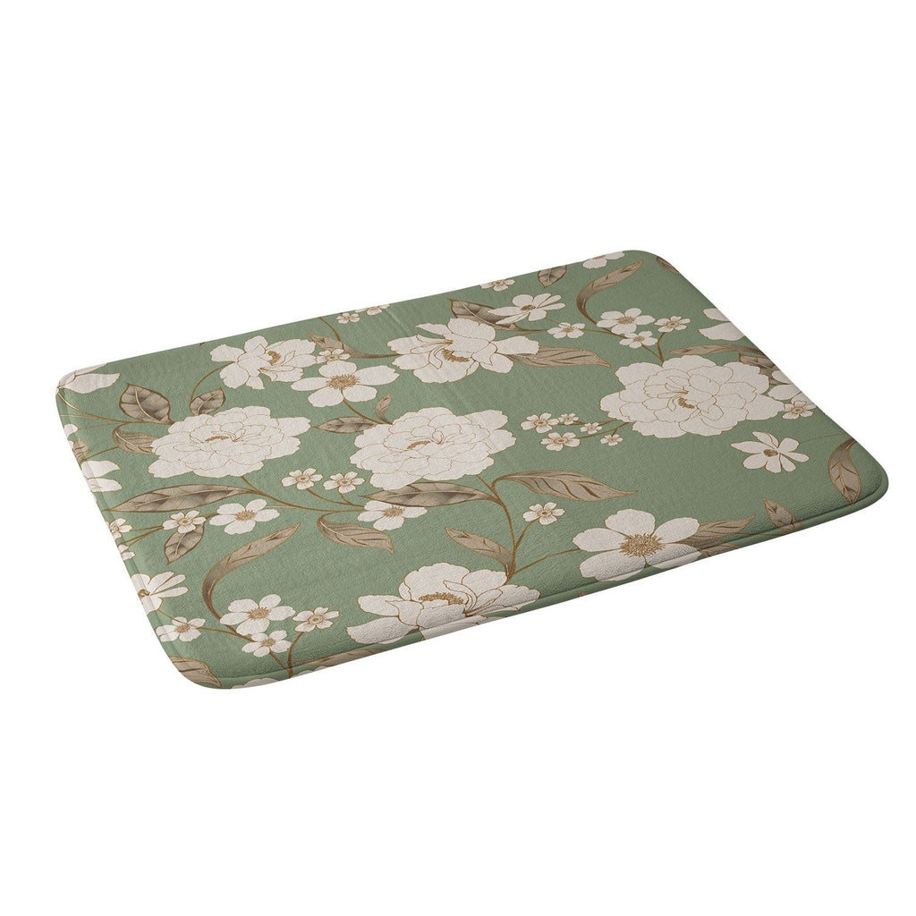Gabriela Fuente Olive Floral Roberta Memory Foam Bath Mat