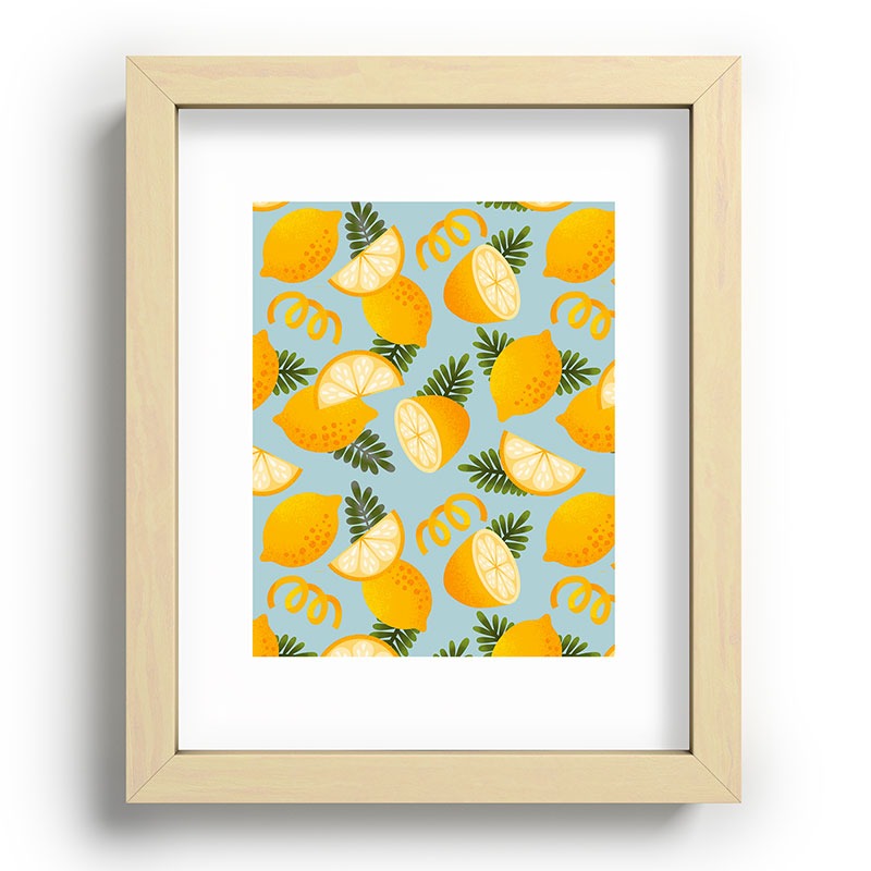 Jessica Molina Lemon Pattern on Sky Blue Recessed Framing Rectangle