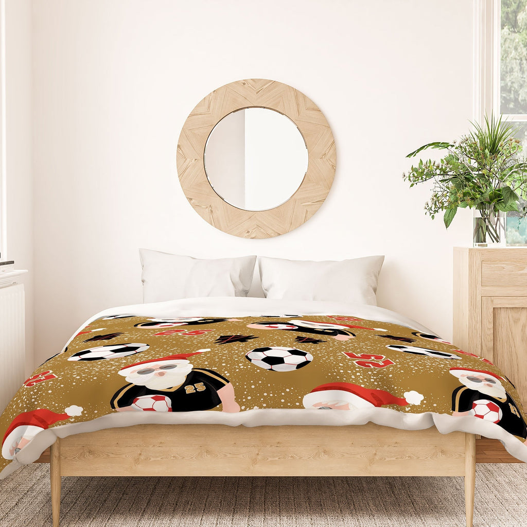 Design by Spark Sporty Soccer Santa Holiday Duvet Cover