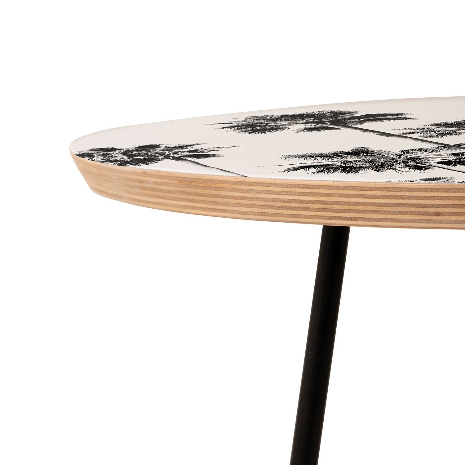 Gal Design Black And White Palms Round Side Table