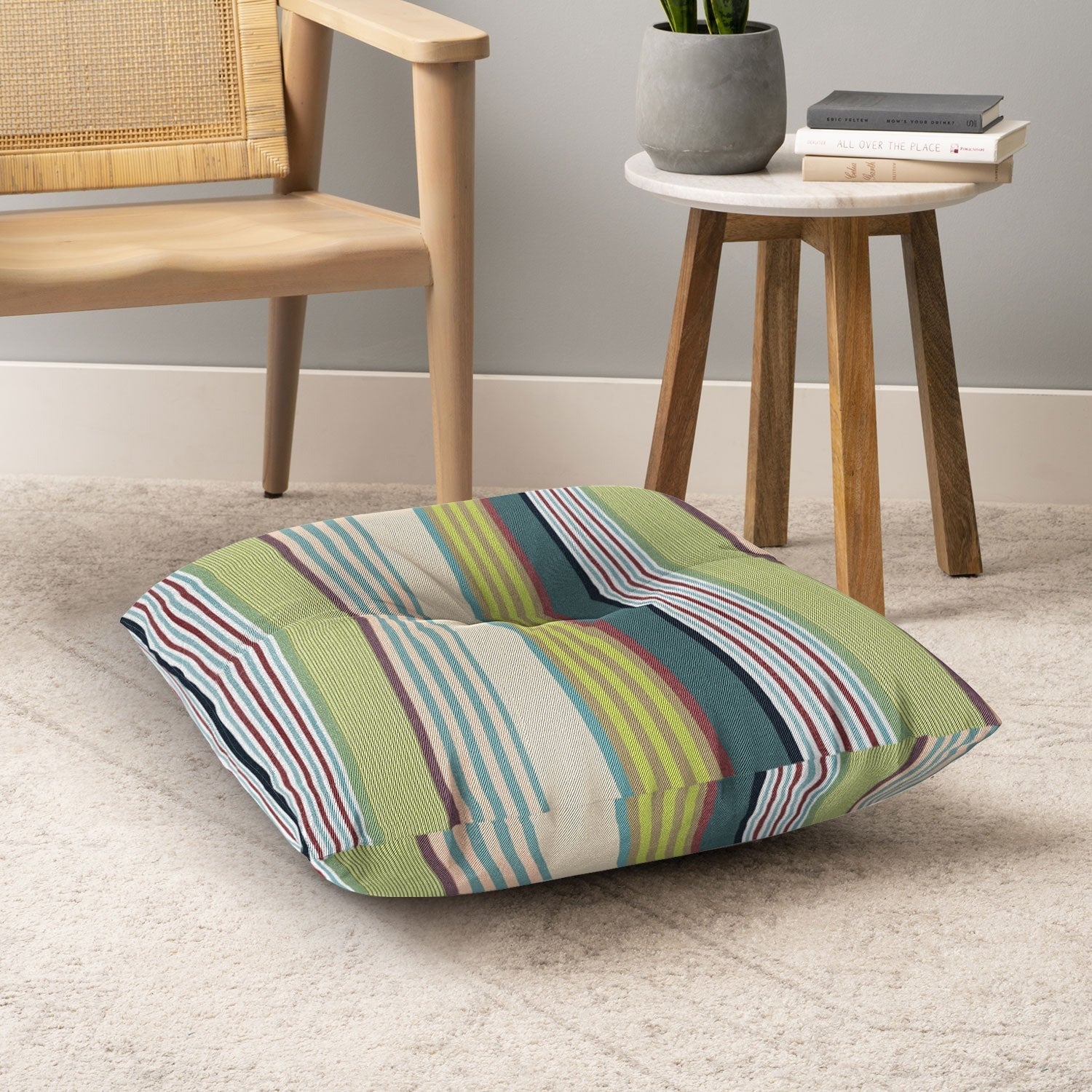 Marta Barragan Camarasa Colorful Stripe Delight Floor Pillow Square