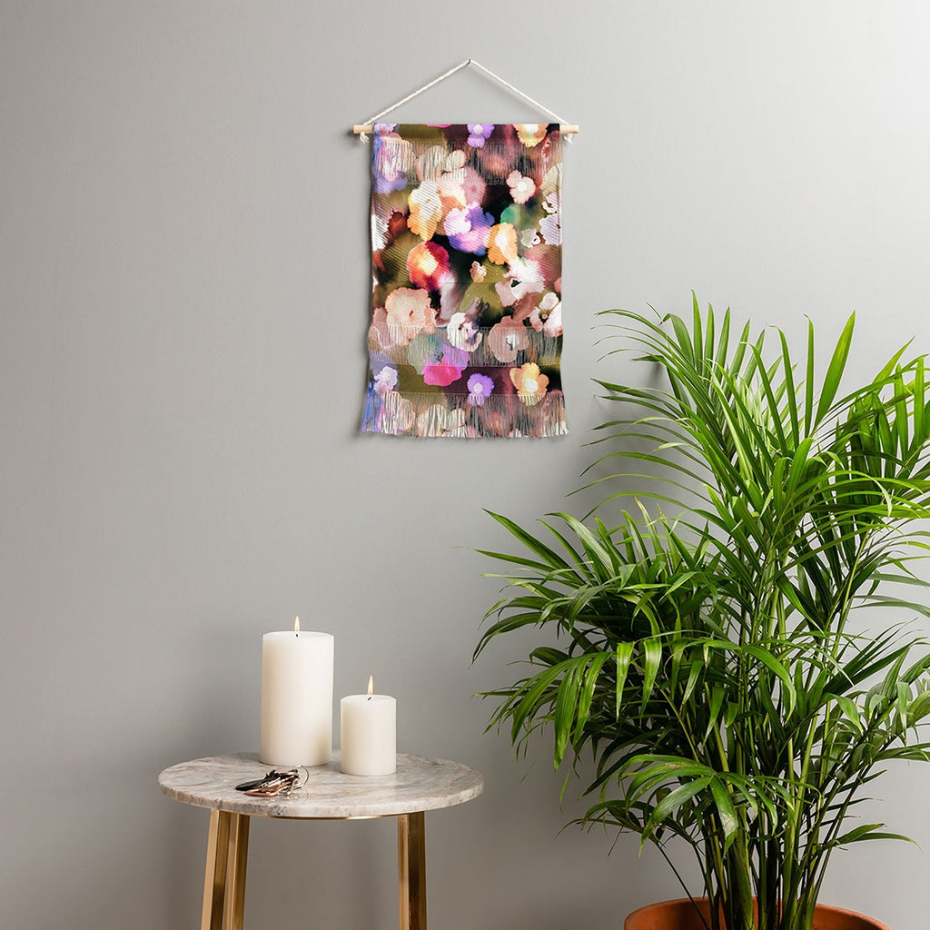 Ninola Design Botanic Retreat Ombre Abstract Watercolor Flowers Pink gold Wall Hanging Portrait