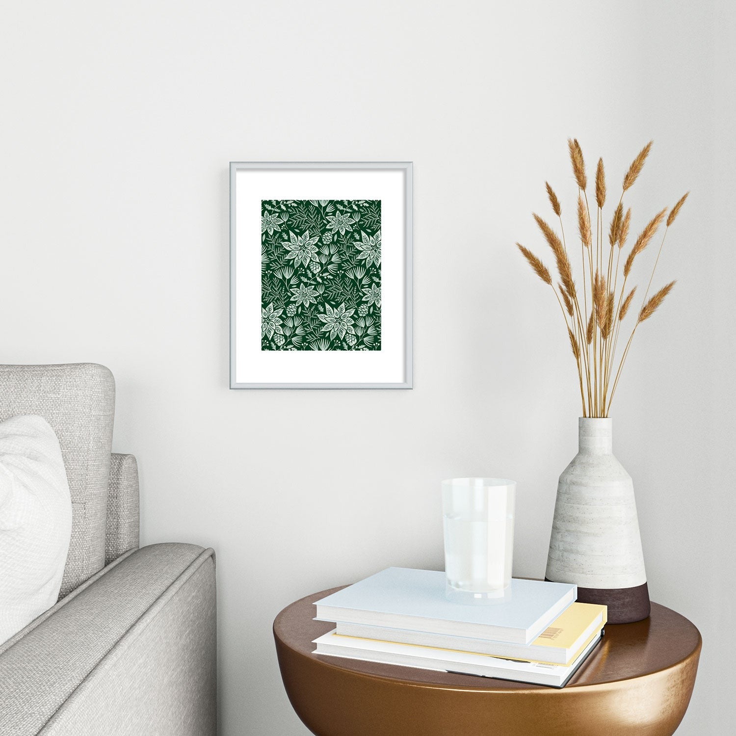 Pimlada Phuapradit Christmas Poinsettia Metal Framed Art Print