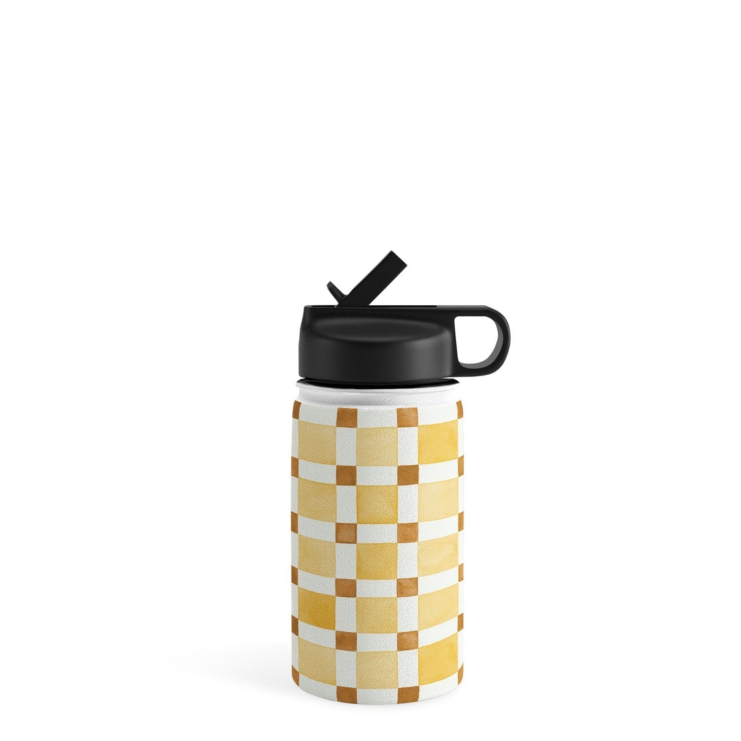 Ninola Design Everyday Artifact Checker Mosaic Tiles Geometry Yellow Water Bottle