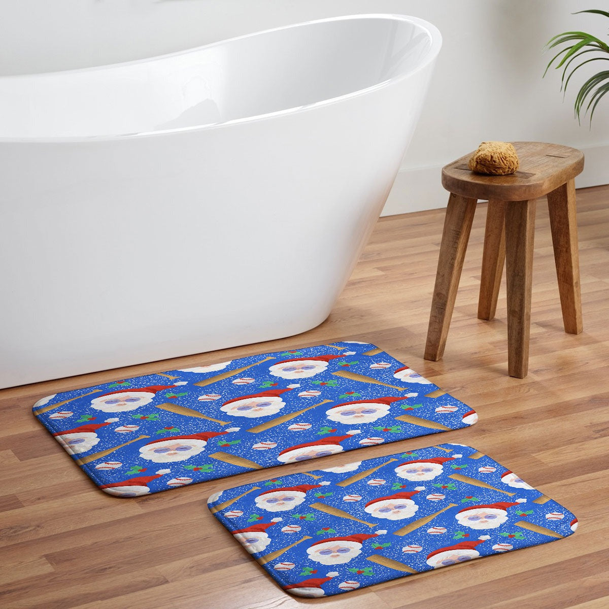 Design by Spark Sporty Baseball Santa Memory Foam Bath Mat
