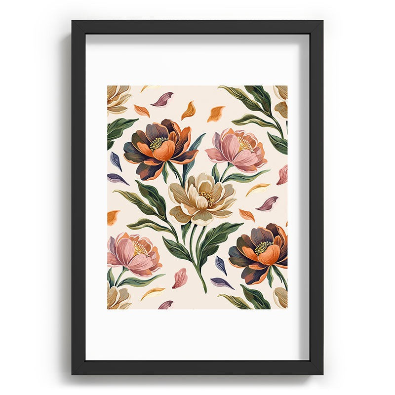 Marta Barragan Camarasa Hand Painted Peony Florals Recessed Framing Rectangle