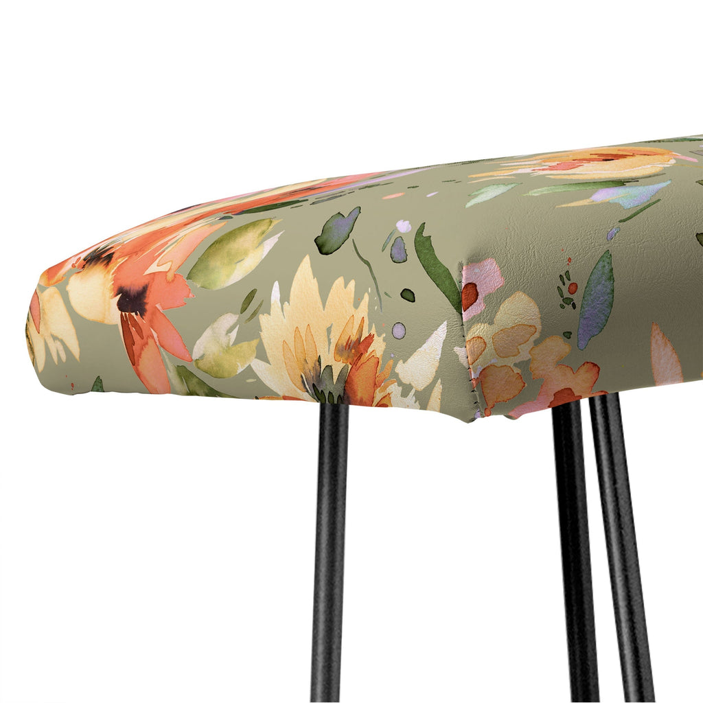 Ninola Design Botanic Retreat Painterly Tropical Flowers Sage Green Bench