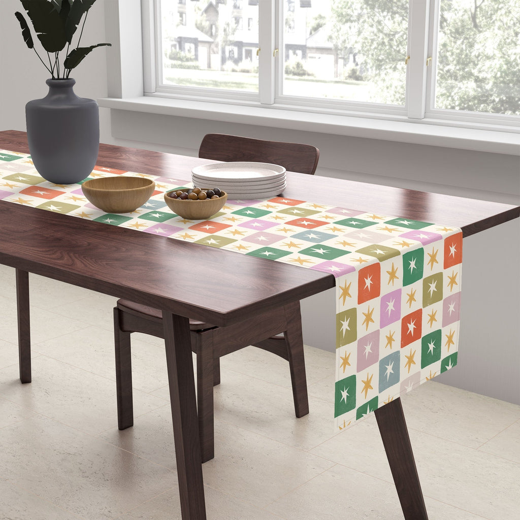 LouBruzzoni Retro Star Block Pattern Table Runner