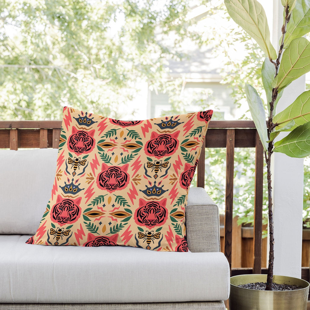 Design by Spark Tigress Queen Bee Outdoor Throw Pillow