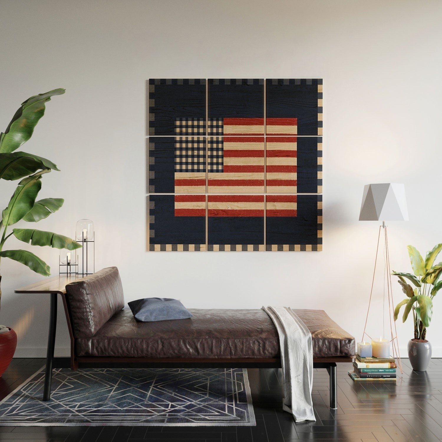 DENY Designs Gingham Flag Wood Wall Mural