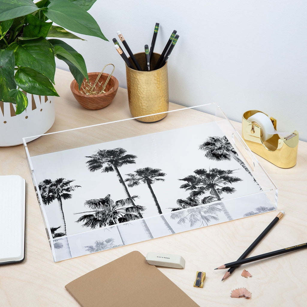 Gal Design Black And White Palms Acrylic Tray