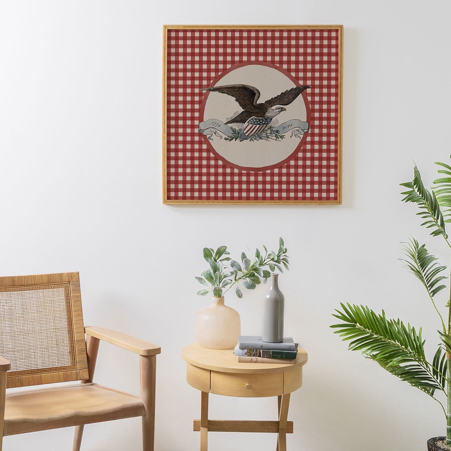 DENY Designs Gingham Eagle Framed Wall Art