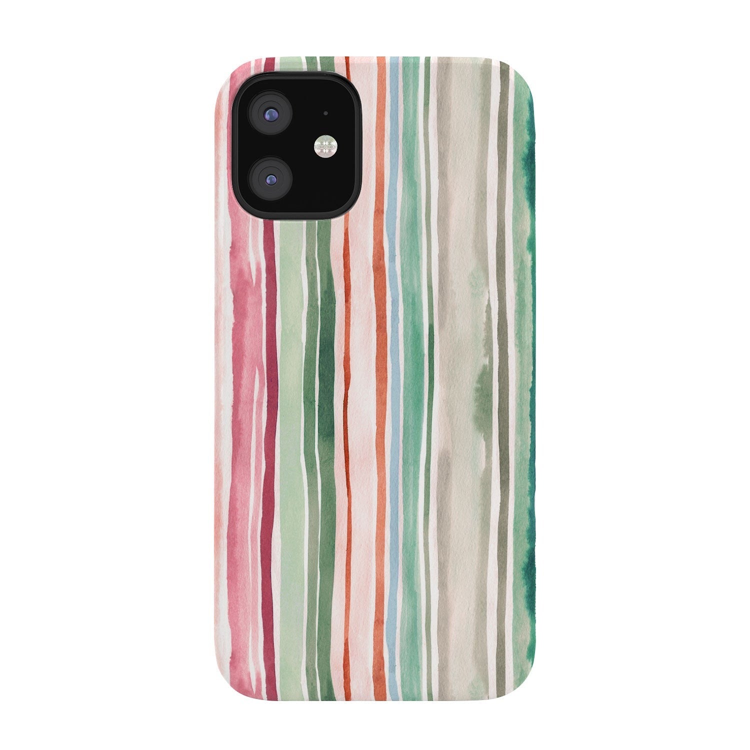 Ninola Design Botanic Retreat Watercolor Stripes Green Orange Red Phone Case