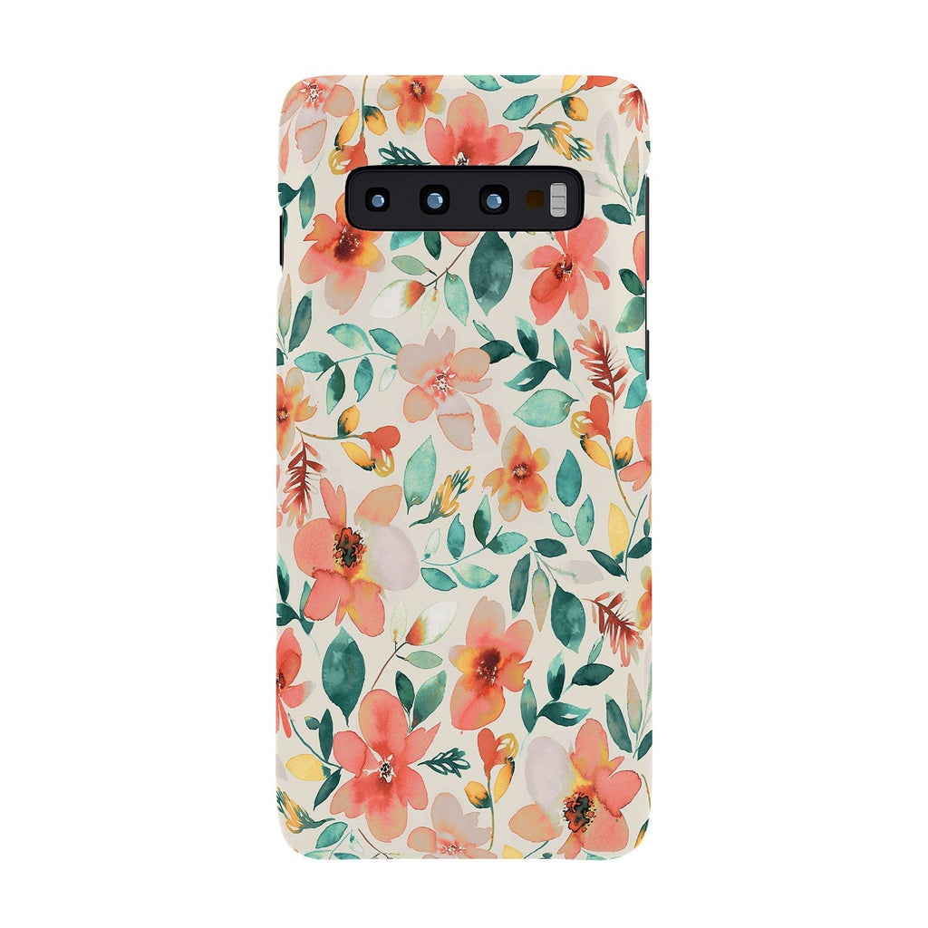 Ninola Design Botanic Retreat Tropical Whimsical Flowers Coral Green Phone Case