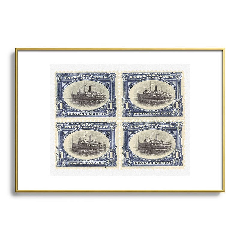 DENY Designs 1901 1c Fast Lake Navigation Stamps Metal Framed Art Print