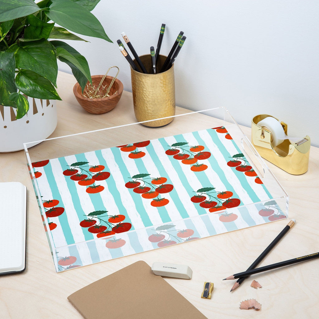 Design by Spark Zesty Tomatoes and Stripes Acrylic Tray