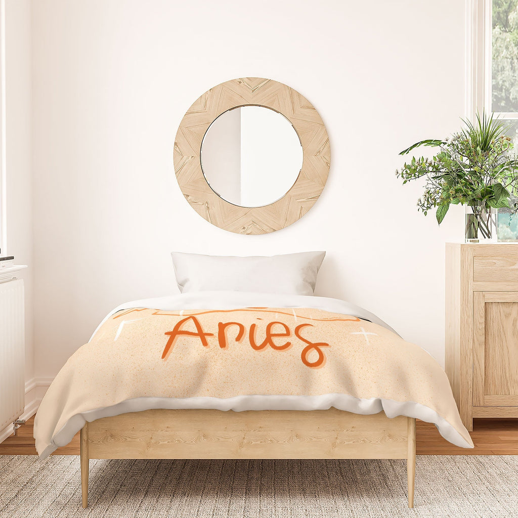 Little Om Zodiac Signs Aries Duvet Cover
