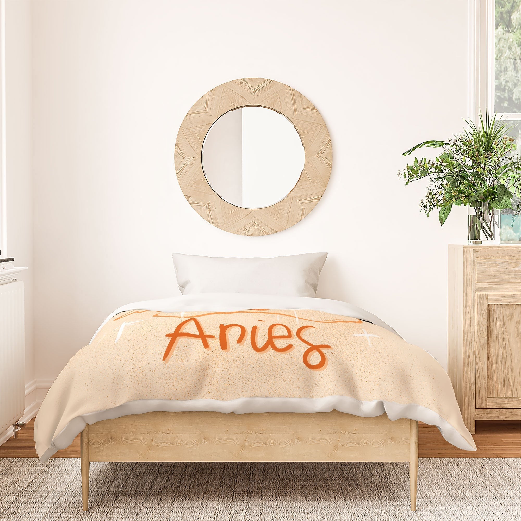 Little Om Zodiac Signs Aries Duvet Cover