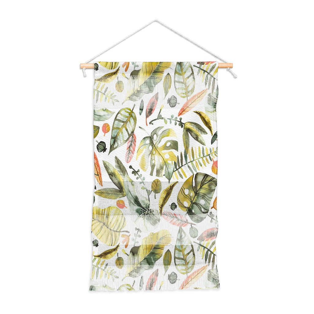 Ninola Design Botanic Retreat Tropical Jungle Leaves Botanical Green Orange Wall Hanging Portrait