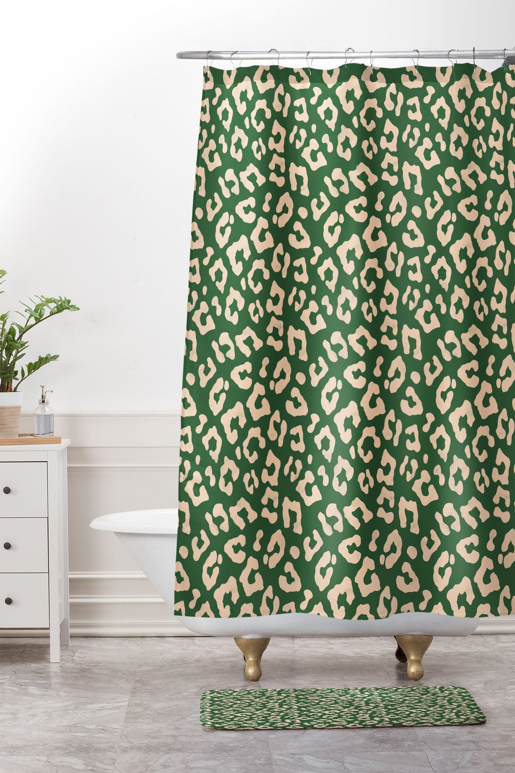 Avenie BR Cheetah Print In Green Memory Foam Bath Mat